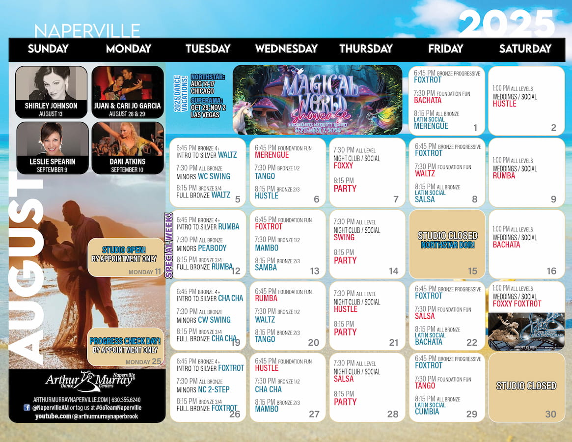 Arthur Murray Naperville Group Class Calendar